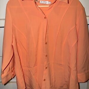 Orange Button-Up Blouse